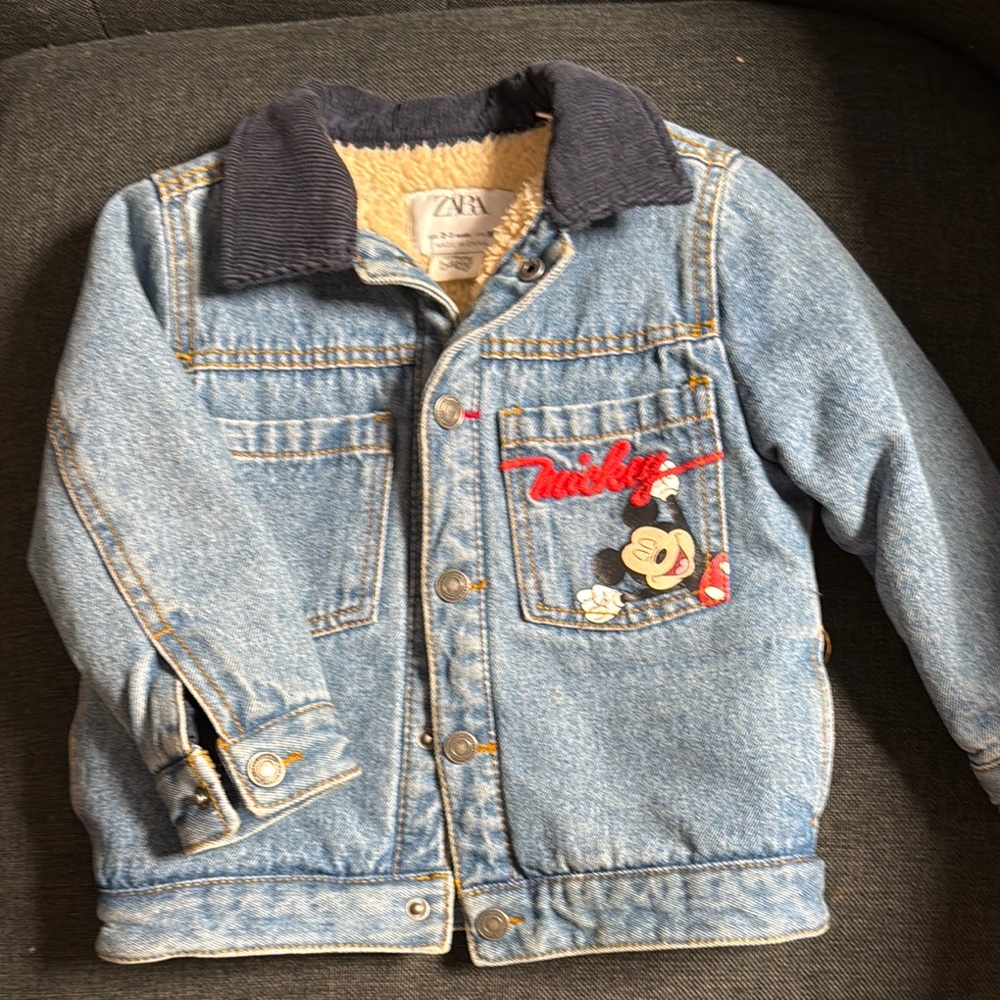 Zara Kids Blue Denim Jacket with Mickey Mouse Design from Disney Baby Collection